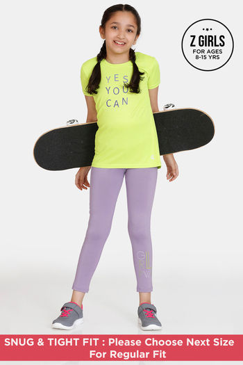 Buy Zelocity Girls High Rise Light Stretch Leggings - Chalk Violet